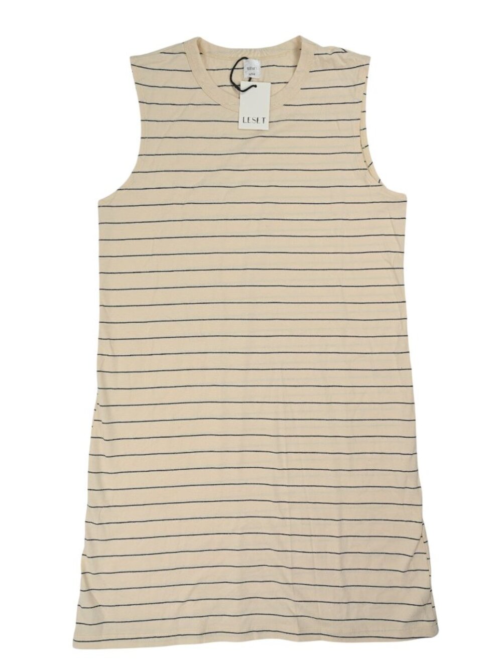 Leset Margo Stripe Sleeveless Mini Dress in Natural Midnight